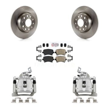 Rear Disc Brake Caliper Rotors And Ceramic Pads Kit For 2008 Volkswagen Passat 2.0L KC8-100760N