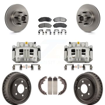 Front Rear Brake Caliper Rotors Drum Ceramic Pad Kit (8Pc) For 2006-2009 Ford Ranger RWD KC8-100760T