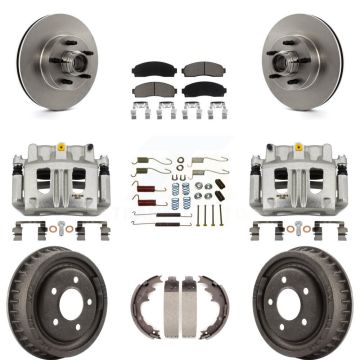 Front Rear Brake Caliper Rotors Drum Ceramic Pad Shoe Hardware Kit (9Pc) For Ford Ranger KC8-100761C