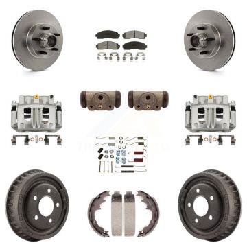 Front Rear Disc Brake Caliper Rotors Drum Semi-Metallic Pad Shoe Cylinder Kit (11Pc) For KC8-100761S
