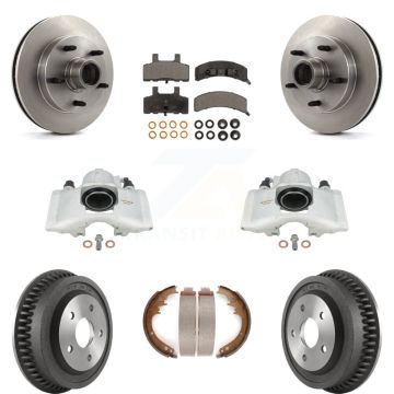 Front Rear Brake Caliper Rotors Drum Ceramic Pads Kit (8Pc) For 94-99 Dodge Ram 1500 RWD KC8-100761T