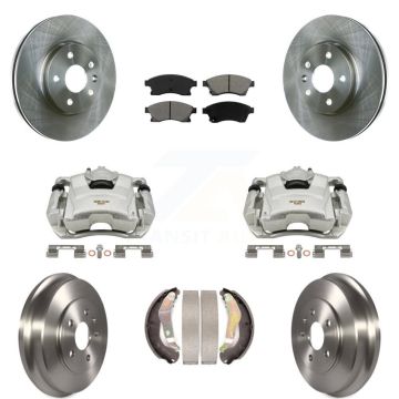 Front Rear Disc Brake Caliper Rotor Drum Semi-Metallic Pad Kit (8Pc) For Chevrolet Sonic KC8-100762S
