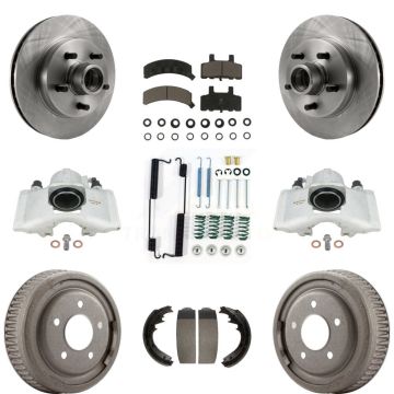 Front Rear Disc Brake Caliper Rotors Drums Ceramic Pads Shoes And Hardware Kit (9Pc) For KC8-100763C