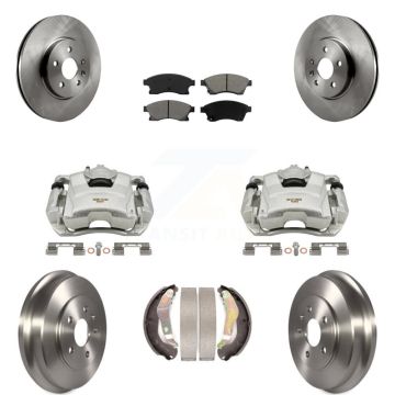 Front Rear Brake Caliper Rotors Drum Semi-Metallic Pads Kit (8Pc) For Chevrolet Sonic RS KC8-100763S