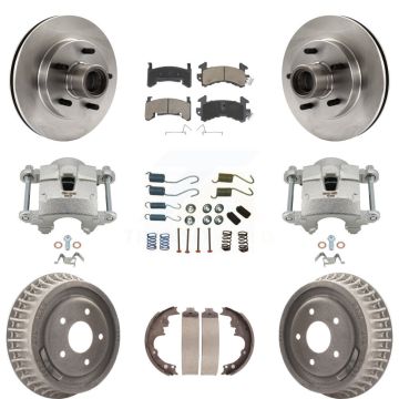 Front Rear Brake Caliper Rotors Drum Ceramic Pad Shoe & Hardware Kit (9Pc) For Chevrolet KC8-100764C