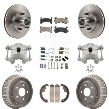 Front Rear Brake Caliper Rotors Drum Ceramic Pad Shoe & Hardware Kit (9Pc) For Chevrolet KC8-100765C
