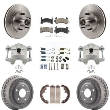 Front Rear Brake Caliper Rotor Drum Ceramic Pad Shoe Hardware Kit (9Pc) For Chevrolet El KC8-100766C