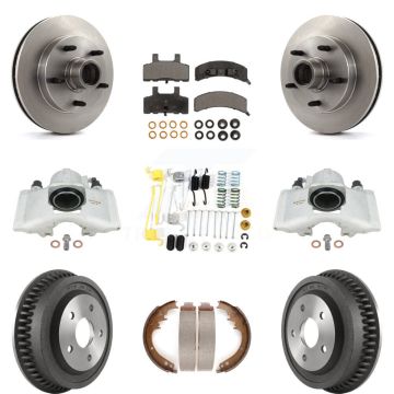 Front Rear Disc Brake Caliper Rotor Drum Semi-Metallic Pad Shoe & Hardware Kit (9Pc) For KC8-100766P