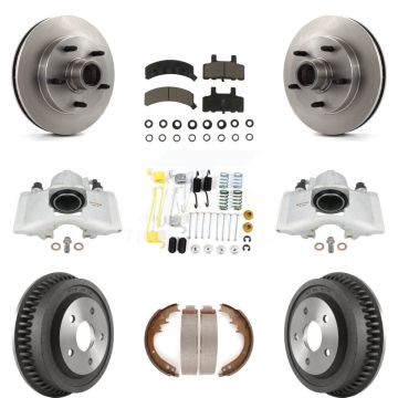 Front Rear Disc Brake Caliper Rotors Drums Ceramic Pads Shoes And Hardware Kit (9Pc) For KC8-100768C