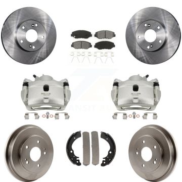 Front Rear Brake Caliper Rotors Drums Semi-Metallic Pads Kit (8Pc) For Honda Fit Accord KC8-100768S