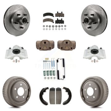 Front Rear Brake Caliper Rotors Drum Ceramic Pad Shoe Cylinder & Hardware Kit (11Pc) For KC8-100769C