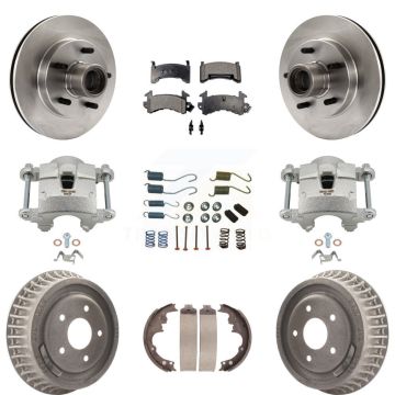 Front Rear Brake Caliper Rotors Drum Semi-Metallic Pad Shoe & Hardware Kit (9Pc) For S10 KC8-100769P
