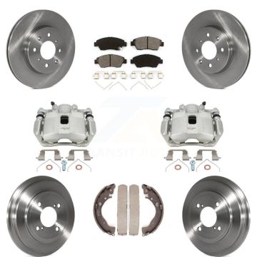 Front Rear Brake Caliper Rotors Drum Semi-Metallic Pad Kit (8Pc) For 2015-2020 Honda Fit KC8-100769S
