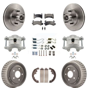 Front Rear Brake Caliper Rotors Drum Ceramic Pad Shoe & Hardware Kit (9Pc) For Chevrolet KC8-100769T