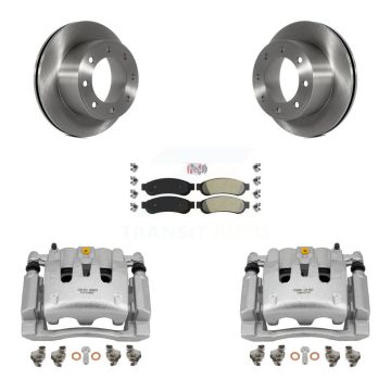Rear Disc Brake Caliper Rotors And Semi-Metallic Pad Kit For Ford F-250 Super Duty F-350 KC8-100770N
