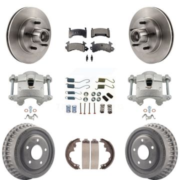 Front Rear Brake Caliper Rotor Drum Semi-Metallic Pad Shoe Hardware Kit (9Pc) For Camaro KC8-100770P