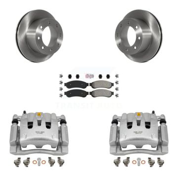 Rear Disc Brake Caliper Rotors And Semi-Metallic Pad Kit For Ford F-250 Super Duty F-350 KC8-100771N