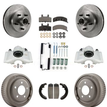 Front Rear Disc Brake Caliper Rotors Drums Ceramic Pads Shoes And Hardware Kit (9Pc) For KC8-100771T
