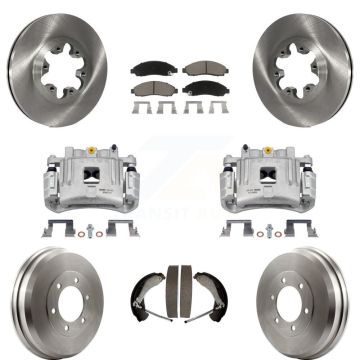Front Rear Brake Caliper Rotors Drums Ceramic Pads Kit (8Pc) For Chevrolet Colorado GMC KC8-100773C