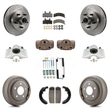 Front Rear Disc Brake Caliper Rotors Drum Semi-Metallic Pad Shoe Cylinder Kit (11Pc) For KC8-100773P