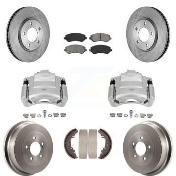 Front Rear Brake Caliper Rotors Drum Semi-Metallic Pad Kit (8Pc) For Dodge Grand Caravan KC8-100773S