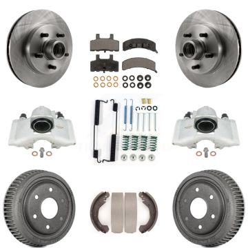 Front Rear Brake Caliper Rotors Drum Ceramic Pad Shoe & Hardware Kit (9Pc) For GMC Yukon KC8-100773T
