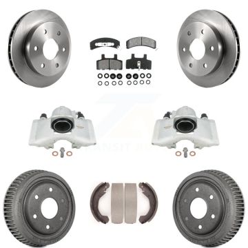 Front Rear Brake Caliper Rotors Drum Semi-Metallic Pad Kit (8Pc) For Chevrolet K1500 GMC KC8-100774S