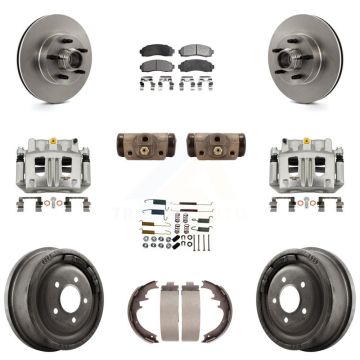 Front Rear Disc Brake Caliper Rotors Drum Semi-Metallic Pad Shoe Cylinder Kit (11Pc) For KC8-100775P