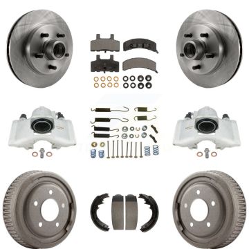 Front Rear Brake Caliper Rotors Drum Ceramic Pad Shoe & Hardware Kit (9Pc) For GMC Yukon KC8-100775T