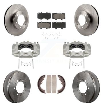 Front Rear Disc Brake Caliper Rotors Drums Ceramic Pads Kit (8Pc) For Toyota Tacoma KC8-100776C
