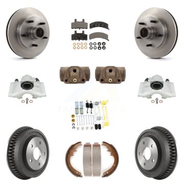 Front Rear Disc Brake Caliper Rotors Drum Semi-Metallic Pad Shoe Cylinder Kit (11Pc) For KC8-100776P