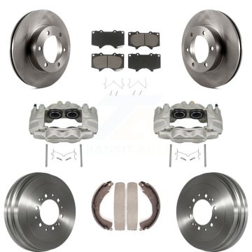 Front Rear Disc Brake Caliper Rotors Drums Ceramic Pads Kit (8Pc) For Toyota Tundra KC8-100777C