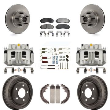 Front Rear Brake Caliper Rotors Drum Ceramic Pad Shoe Hardware Kit (9Pc) For Ford Ranger KC8-100777T