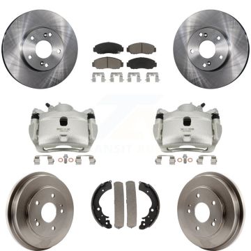 Front Rear Brake Caliper Rotors Drums Ceramic Pads Kit (8Pc) For 2007 Honda Accord 2.4L KC8-100780C