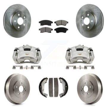 Front Rear Disc Brake Caliper Rotor Drum Semi-Metallic Pad Kit (8Pc) For Chevrolet Cruze KC8-100780S