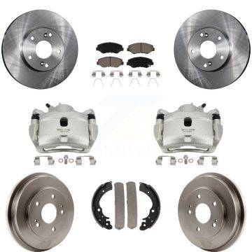 Front Rear Disc Brake Caliper Rotors Drums Ceramic Pads Kit (8Pc) For Honda Fit Accord KC8-100781C