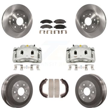 Front Rear Disc Brake Caliper Rotor Drum Semi-Metallic Pad Kit (8Pc) For GMC Sierra 1500 KC8-100781P