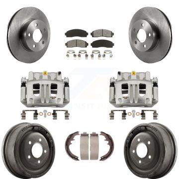 Front Rear Brake Caliper Rotors Drums Semi-Metallic Pads Kit (8Pc) For Ford Ranger Mazda KC8-100781S