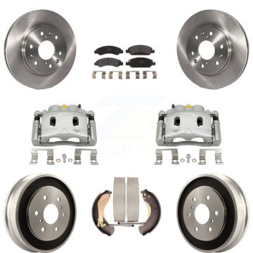 Front Rear Brake Caliper Rotors Drum Semi-Metallic Pads Kit (8Pc) For Chevrolet GMC 1500 KC8-100782P