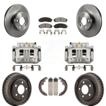 Front Rear Brake Caliper Rotors Drums Semi-Metallic Pads Kit (8Pc) For Ford Ranger Mazda KC8-100782S