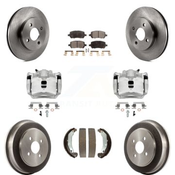 Front Rear Disc Brake Caliper Rotors Drum Ceramic Pad Kit (8Pc) For Saturn Ion Chevrolet KC8-100782T