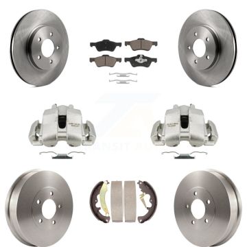 Front Rear Brake Caliper Rotors Drum Ceramic Pad Kit (8Pc) For Ford Escape Mazda Tribute KC8-100783C
