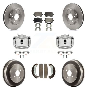 Front Rear Brake Caliper Rotors Drum Ceramic Pad Kit (8Pc) For 2006 Pontiac Pursuit 2.2L KC8-100783T