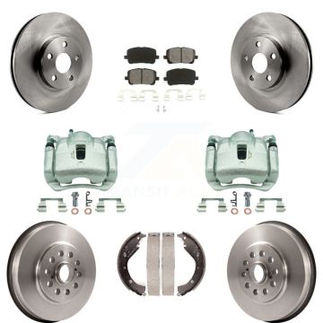 Front Rear Brake Caliper Rotors Drum Semi-Metallic Pads Kit (8Pc) For Toyota Matrix Vibe KC8-100784S
