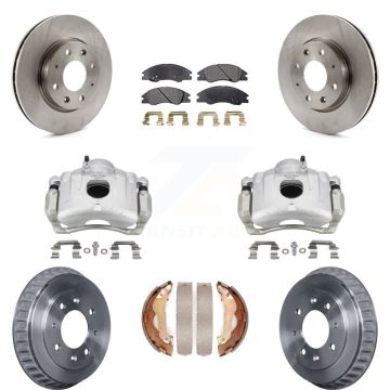 Front Rear Disc Brake Caliper Rotor Drum Ceramic Pad Kit (8Pc) For 2007-2009 Kia Spectra KC8-100784T