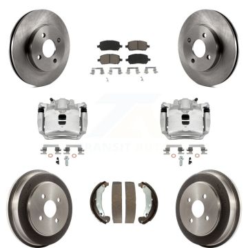 Front Rear Disc Brake Caliper Rotors Drum Ceramic Pad Kit (8Pc) For Saturn Ion Chevrolet KC8-100785C