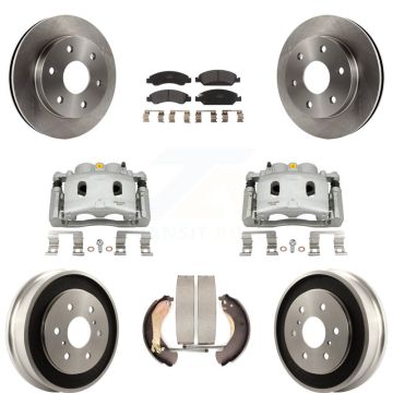 Front Rear Disc Brake Caliper Rotor Drum Semi-Metallic Pad Kit (8Pc) For GMC Sierra 1500 KC8-100785P
