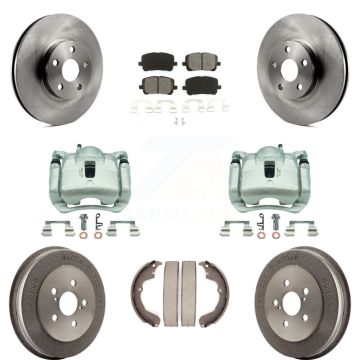 Front Rear Brake Caliper Rotors Drum Semi-Metallic Pads Kit (8Pc) For Toyota Matrix Vibe KC8-100785S