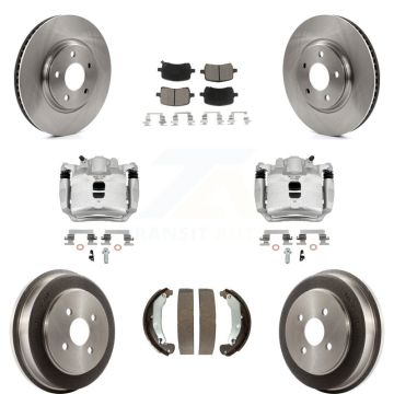 Front Rear Brake Caliper Rotors Drum Ceramic Pad Kit (8Pc) For 2006 Pontiac Pursuit 2.2L KC8-100786C