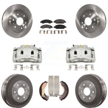 Front Rear Brake Caliper Rotors Drum Semi-Metallic Pad Kit (8Pc) For Chevrolet Silverado KC8-100786P